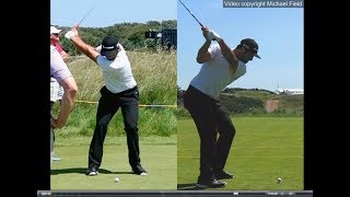 Jon Rahm golf swing  Long Iron faceon amp downtheline July 2017 [upl. by Haseena188]