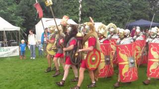 Roman Reenactment at the Amphitheatre in Caerleon Marching In [upl. by Eniamrahs]