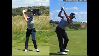 Justin Thomas golf swing  Long Iron faceon amp downtheline July 2017 [upl. by Columbyne]