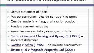 Misrepresentation Lecture 1 of 4 [upl. by Orvie]